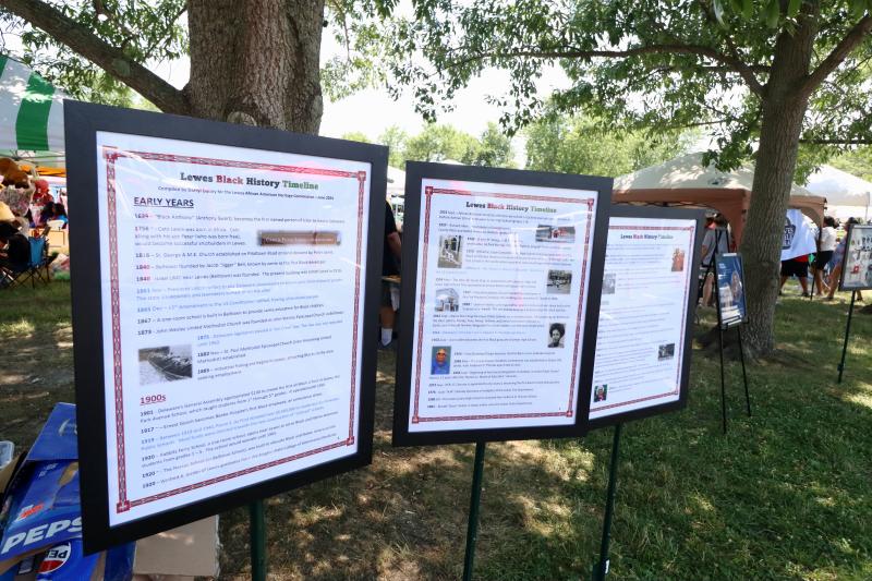 Darryl Daisey put together this timeline of Lewes’ African American heritage for people to read as they walked in the main entrance of George H.P. Smith Park.